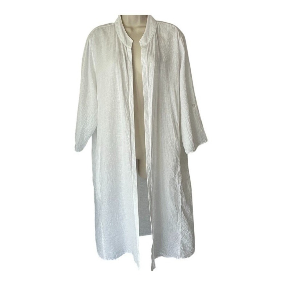 J Jill Pure Jill White Linen Longline Tunic Cardigan L
